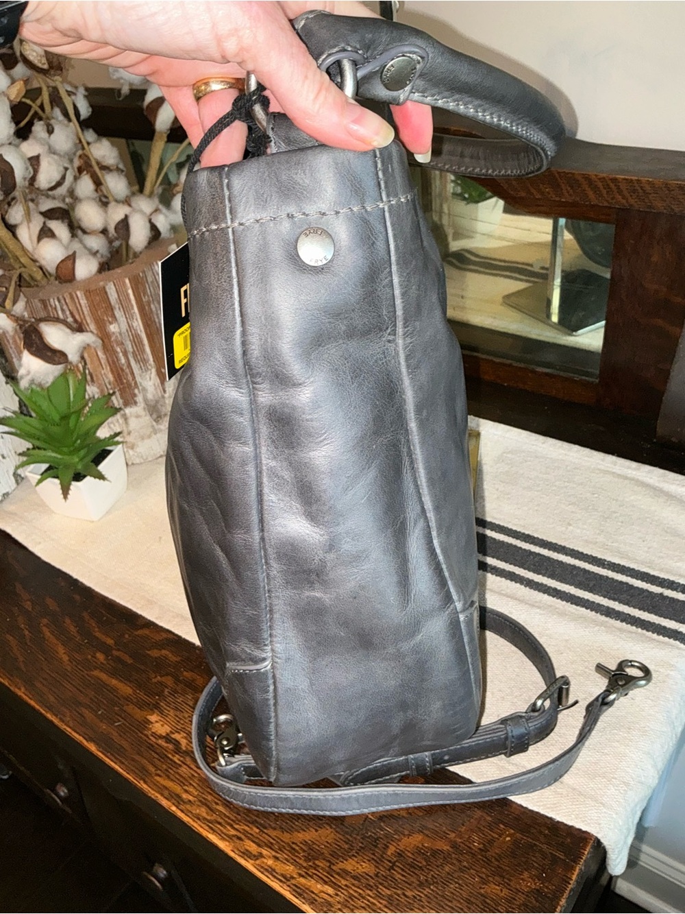 NWT Frye Melissa Leather Hobo Crossbody Shoulder Bag Carbon Gray MSRP $388 - Picture 6 of 12